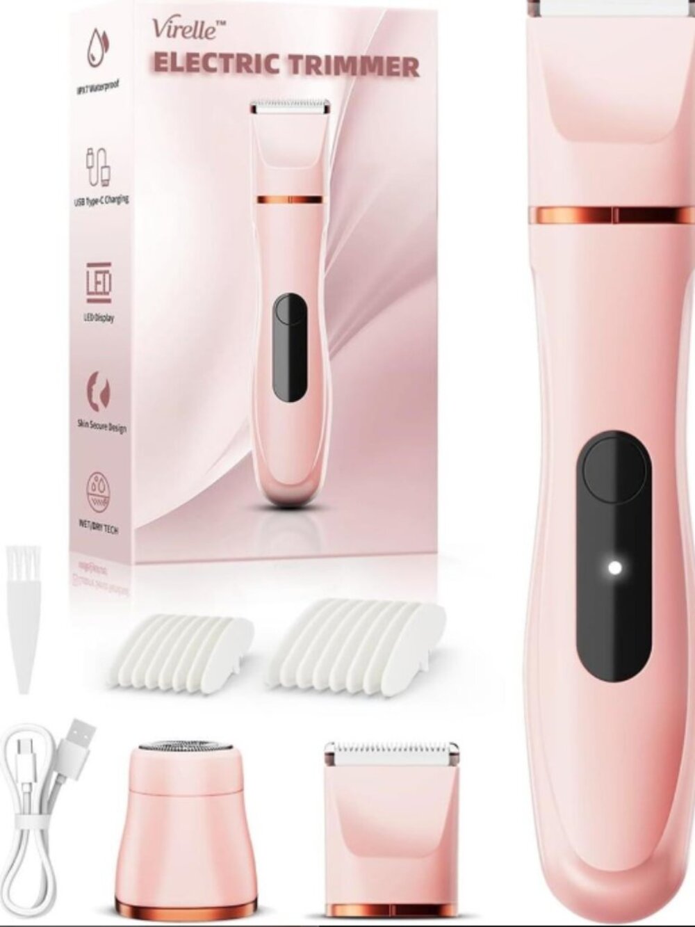 Hair Removal Epilators Bikini Trimmer for Women Virelle- Pink- Rechargeable